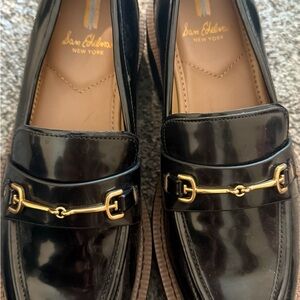 Sam Edelman Black and Gold Loafers